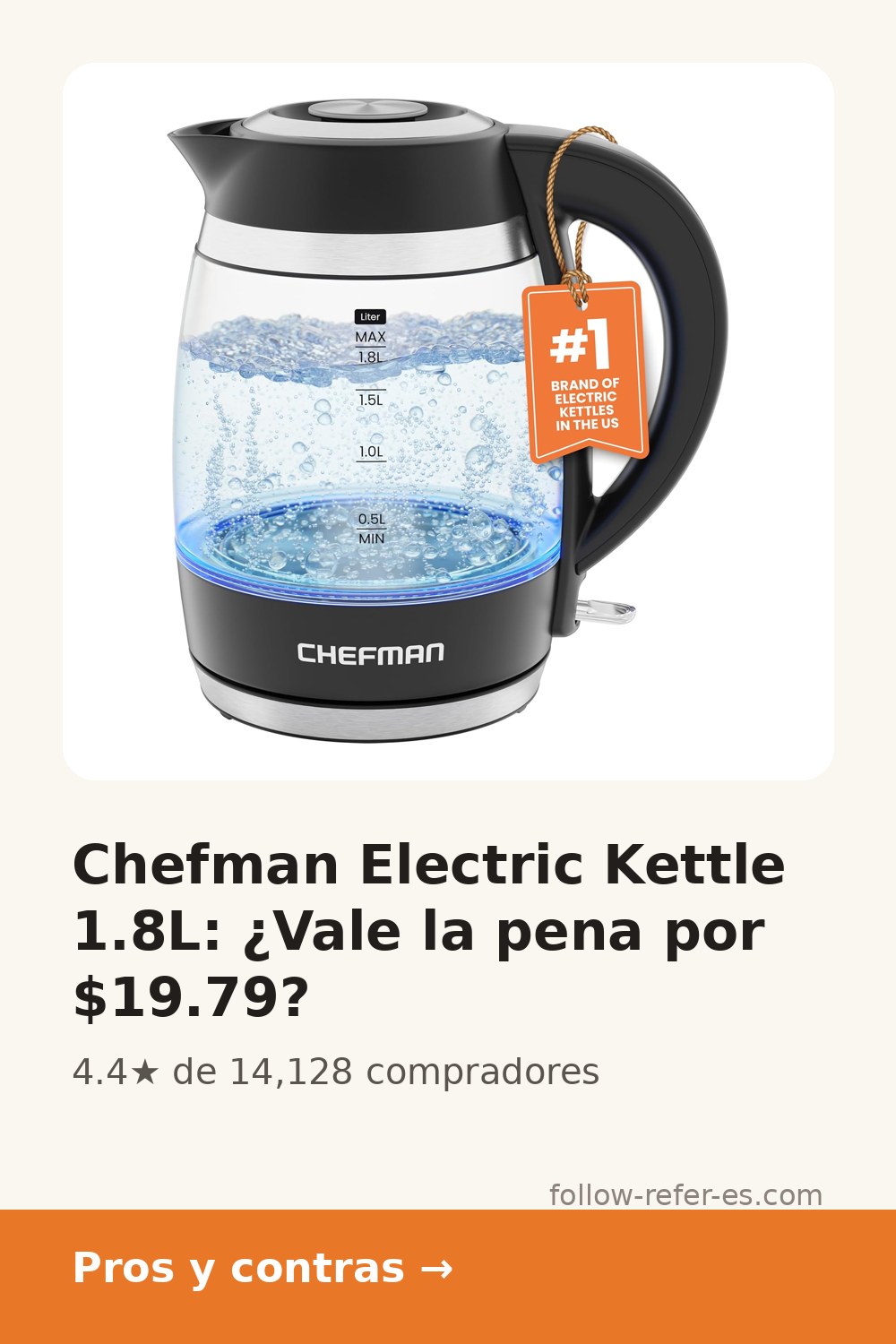 Chefman Electric Kettle 1.8L: ¿Vale la pena por $19.79?